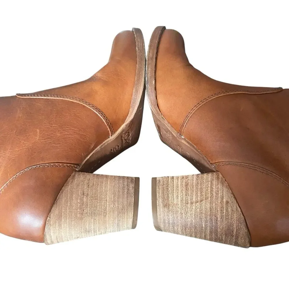 Michael Kors Wayland Brown Cognac Leather Ankle Heeled Boots size 8